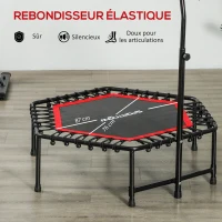 SPORTNOW Trampoline de fitness 114 cm, cordes élastiques, poignée réglable 3 positions, trampoline d'exercice silencieux, rouge(m-5)