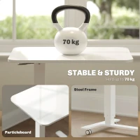 HOMCOM Height Adjustable Standing Desk, Pneumatic Sit Stand Desk for Laptop, Mobile Overbed Table with Wheels for Home Office, White(m-7)