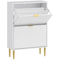 HOMCOM Elegant Two-Drawer Shoe Cabinet - White(m-1)