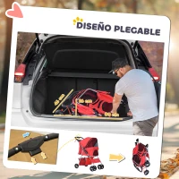 PawHut Carrito para Perros con Toldo Ajustable Cesta de Almacenaje y Ruedas con Freno Tela Oxford 75x46x94 cm Rojo(m-5)