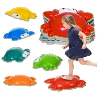 ZONEKIZ 6PCs Kids Stepping Stones w/ TPE Anti-Slip Edge, Crab-Designed Balance River Stones, Obstacle Courses, Stackable(m-10)