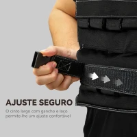 SPORTNOW Colete de Pesos 20 kg Colete de Musculação Ajustável com Bandas Reflectoras Colete de Cross Training  Preto(m-5)