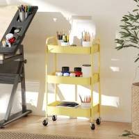 HOMCOM Three-Tier Steel Storage Trolley - Yellow(m-7)