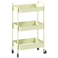 HOMCOM Three-Tier Steel Storage Trolley - Green