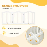PawHut 3 Panels Dog Gate w/ Support Feet Fence Safety Barrier Freestanding Wood White(m-7)