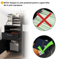 HOMCOM dulap cu roti, pentru documente, 40x35x60 cm negru(m-7)