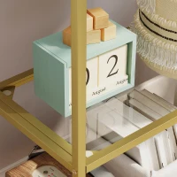 HOMCOM Bibliothèque étagère de rangement en verre à 5 niveaux arqué pour salon, bureau, chambre, 60 x 30 x 175 cm, doré(m-9)