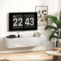 HOMCOM Dulap TV Suspendat pentru Televizoare de 45"-55"-65" cu 2 Dulapuri, Alb(m-8)