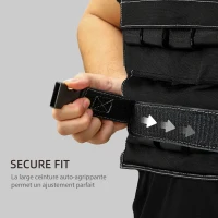 SPORTNOW Gilet lesté 20 kg ajustable veste de poids réglable pour homme et femme bande réfléchissante 50 x 40 cm noir(m-5)