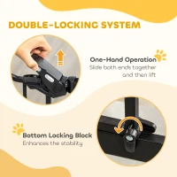 PawHut Extra Tall Pet Gate, Indoor Dog Safety Gate, with Cat Flap, Auto Close, 74-80cm Wide - Black(m-6)