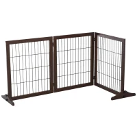 PawHut Dog Safety Gate, 3 Panel, Pine Frame Indoor Foldable Dog Barrier w/Supporting Foot Dividing Line(m-10)