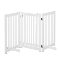 PawHut Freestanding Dog Gate, Foldable Pet Fence, Indoor Barrier, Stair Gate with Support Feet, 155 x 76 cm, White