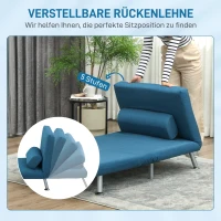 HOMCOM Klappsessel mit Bettfunktion, klappbarer Relaxsessel in Leinenoptik, Verstellbare Rückenlehne, 75 x 70 x 75 cm, Blau(m-5)