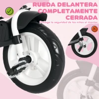HOMCOM Triciclo para Bebés de +12 Meses con Mango de Empuje Telescópico y Desmontable Bolso para Mamá y Portabotellas Rosa(m-8)