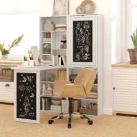 HOMCOM Bureau avec rangement pliable murale rabattable avec bibliothèque poste de travail tableau à craie et étagère réglable(m-7)