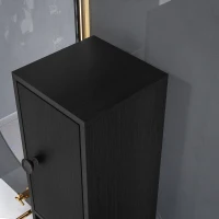 kleankin 180cm Slim Bathroom Cabinet, with Drawer, Shelves and Cupboards - Black(m-8)