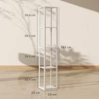 HOMCOM RGB LED Floor Lamp with Shelves, Modern Dimmable Standing Lamp with Remote Control, Adjustable Brightness & Speed for Living Room, Bedroom, Office, White(m-3)