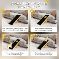 PawHut Rampe pliable pour chiens en bois facile à transporter, 4 hauteurs, 83,5 x 35 x 47,5 cm, bois naturel(m-9)