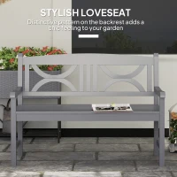 Outsunny 2-Seater Wooden Garden Bench Outdoor Patio Loveseat for Porch, Grey(m-4)