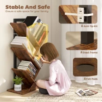 HOMCOM Four-Section Tree Bookcase - Wood-Effect(m-5)