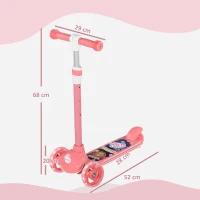 AIYAPLAY Trotinete para Crianças Trotinete com 3 Rodas LED Altura Ajustável Carga 25 kg 52x29x63-76 cm Rosa(m-3)