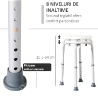 Homcom Scaun Dus – Reglabil, Antialunecare, Alb(m-5)