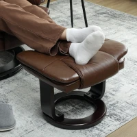 HOMCOM Faux Leather 135° Reclining Chair and Footstool - Brown(m-9)