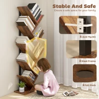 HOMCOM Eight-Section Tree Bookcase - Wood-Effect(m-5)