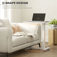 HOMCOM Height Adjustable Standing Desk, Pneumatic Sit Stand Desk for Laptop, Mobile Overbed Table with Wheels for Home Office, White(m-5)