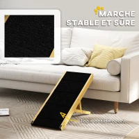 PawHut Rampe pliable pour chiens en bois facile à transporter, 4 hauteurs, 83,5 x 35 x 47,5 cm, bois naturel(m-8)