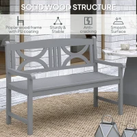 Outsunny 2-Seater Wooden Garden Bench Outdoor Patio Loveseat for Porch, Grey(m-6)