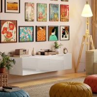 HOMCOM Dulap TV Suspendat pentru Televizoare de 45"-55"-65" cu 2 Dulapuri, Alb(m-7)