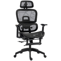HOMCOM Fauteuil de bureau, chaise de bureau ergonomique en maille avec accoudoirs 3D, dossier inclinable, 66x64x122 cm, noir
