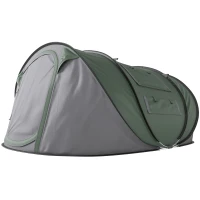 Outsunny Tienda de Camping Pop-up con Ventanas Bolsillos y Bolsa de Transporte Impermeable Anti-UV 263,5x220x123 cm Verde y Gris(m-11)