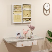HOMCOM Dulăpior Oglindă pentru Bijuterii Montabil pe Perete cu 2 Chei, din MDF, Alb(m-7)