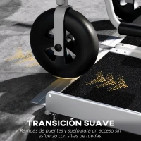 HOMCOM Rampa para Silla de Ruedas Plegable 122x73,5 cm Rampa Portátil de Aluminio Rampa de Umbral Antideslizante Negro(m-8)