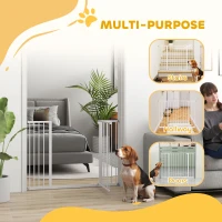 PawHut Dog Gate Pet Safety Gate Stair Barrier Pressure Fit Adjustable 76-82/86-97/101-107 cm, White(m-4)