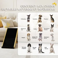PawHut Rampe pliable pour chiens en bois facile à transporter, 4 hauteurs, 83,5 x 35 x 47,5 cm, bois naturel(m-4)