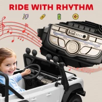 AIYAPLAY Auto elettrica per bambini, telecomando 2,4G, 3 velocità, sospensione a 4 ruote, musica, luci LED e clacson, bianco(m-4)