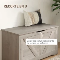 HOMCOM Baúl de Almacenaje para Dormitorio 100 L Puff de Almacenaje con Tapa Bisagra de Seguridad 80x40x45 cm Gris(m-6)