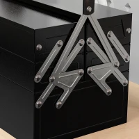 DURHAND Scatola degli attrezzi in metallo - set di attrezzi - cassetta degli attrezzi 3 livelli 5 vassoi retrattili - lamiera d'acciaio nero(m-4)