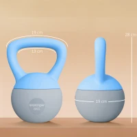 SPORTNOW 8KG Soft Kettlebell, Kettlebell with Non-Slip Handle for Home Gym, Weight Lifting, Strength Training, Light Blue/Grey(m-3)