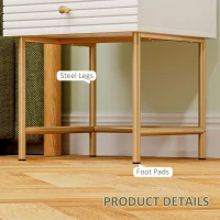 HOMCOM Set of Two Elegant Bedside Tables - White/Gold-Tone(m-6)