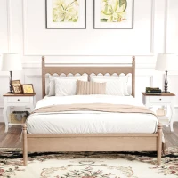 HOMCOM Pack de 2 Tables de Chevet avec Tiroir Étagère Ouverte et Dessus Effet Chêne Style Français 45x35x55 cm Blanc et Chêne(m-2)