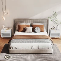 HOMCOM Bedside Tables Set of 2, Bedside Cabinets With Drawer and Open Compartment, Nightstands With Handle for Bedroom, Living Room, White(m-2)