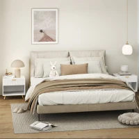 HOMCOM Bedside Tables Set of 2, Bedside Cabinets With Drawer and Open Compartment, Nightstands With Handle for Bedroom, Living Room, White(m-9)