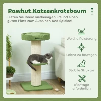 PawHut Kattenboom 91cm Speelboom met Kattenbed, Platform Lammewol Groen(m-4)