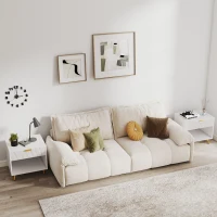 HOMCOM Bedside Tables Set of 2, Bedside Cabinets With Drawer and Open Compartment, Nightstands With Handle for Bedroom, Living Room, White(m-8)