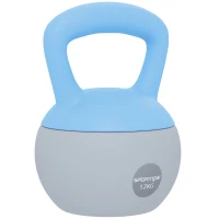 SPORTNOW 12KG Soft Kettlebell, Kettlebell with Non-Slip Handle for Home Gym, Weight Lifting, Strength Training, Light Blue/Grey(m-1)
