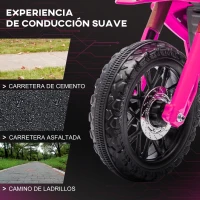 AIYAPLAY Moto Eléctrica para Niños de +3 Años Moto de Batería para Niños 12V con Ruedas Auxiliar y Bocina Carga 30 kg Rosa(m-6)